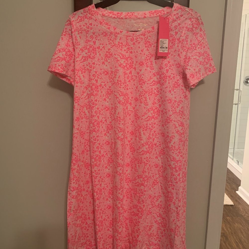 NEW Lilly Pulitzer Cody T-Shirt Dress Pink Shandy Invest A Gator, Size Small